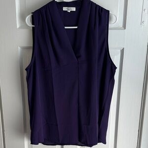 Beacon Elegant Purple "Eggplant" Sleeveless Top, slit up the front, size L
